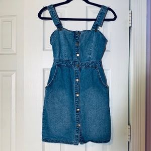 Billabong medium wash denim overall dress